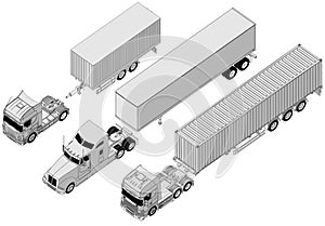 Vector semi-truck set