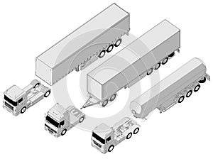 Vector semi-truck set