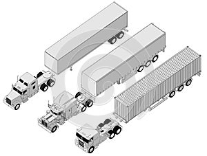 Vector semi-truck set