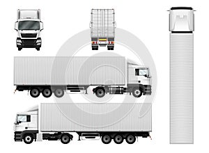 Vector semi truck template with cargo container. Truck trailer i