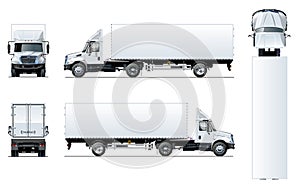 Vector semi truck template isolated on white