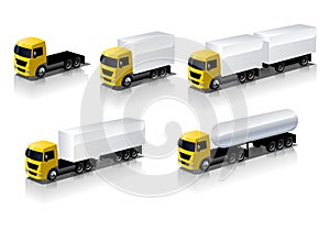 Vector semi-trucks icons set