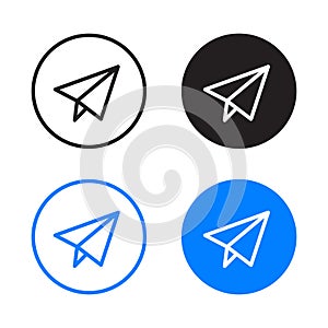 Vector Send Paper Airplane In Circle Icon Set