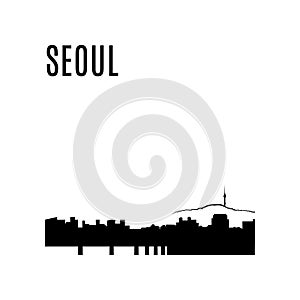 Vector Seoul City skyline black silhouette