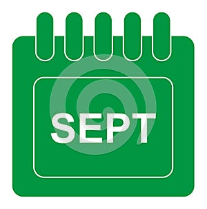 Vector september on monthly calendar green icon