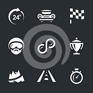 Vector Set of 24 hours race Icons.