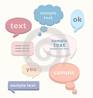 Vector set of 3D speech bubbles