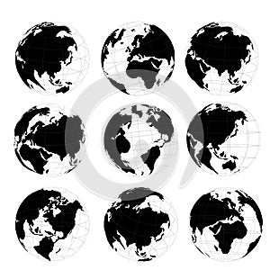 Vector set of 3D world map or globe