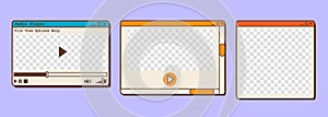 Vector set of 90s old desktop user interface dialog windows. Nostalgic retro computer ui. Vintage browser. Vaporwave and