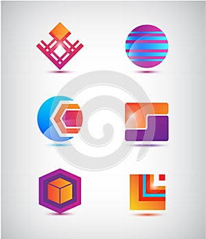 Vector set of abstract colorful icons, logos