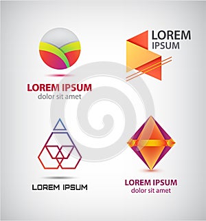 Vector set of abstract colorful logos, company icons.