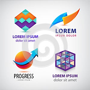 Vector set of abstract colorful logos, company icons. Geometric