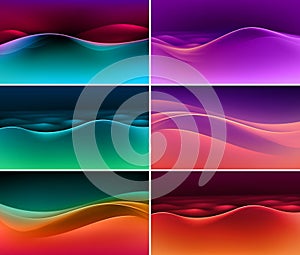 Vector Set of Abstract Colorful Multicolored Wave Backgrounds