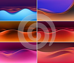 Vector Set of Abstract Colorful Multicolored Wave Backgrounds