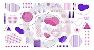 Vector set of abstract different shapes, lines, dots. Organic and geometric minimal elements for design