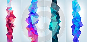 Vector set of abstract geometric 3d facet, crystal, polygon shapes. Use for banners, web, brochure, ad, poster, etc. Low