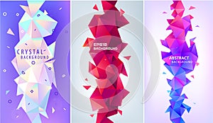 Vector set of abstract geometric 3d facet shapes. Use for banners, web, brochure, ad, poster, etc. Low poly modern style