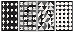 Vector set of abstract geometric backgrounds. Brutalist vertical poster. Minimal monochrome swiss design aesthetic. Bauhaus vector