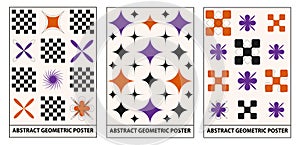 Vector set of abstract geometric backgrounds. Brutalist vertical poster. Minimal monochrome swiss design aesthetic. Bauhaus vector