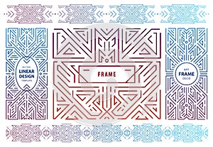 Vector set of abstract geometric design elements, Luxury Vintage Artdeco decorations, covers, frames. Linear style