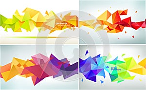 Vector set of abstract geometric facet shapes. Use for banners, web, brochure, ad, poster, etc. Low poly modern style photo