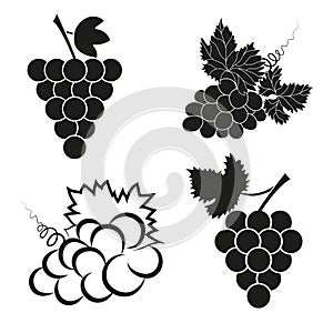 Vector set of abstract grapes black icons.