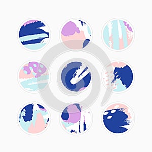 Vector set of abstract Highlight covers backgrounds. Design templates icons for social media stories