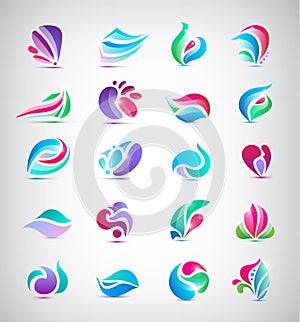 Vector set of abstract logos. May be used for spa, cosmetics, web sites, eco, etc