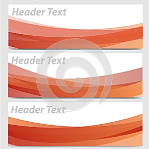 Vector set of abstract orange and red wave header banners