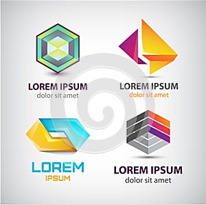 Vector set of abstract shapes, logos, icons isolated.