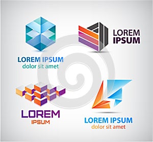 Vector set of abstract shapes, logos, icons isolated.