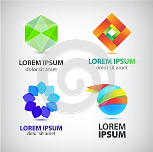 Vector set of abstract shapes, logos, icons isolated.