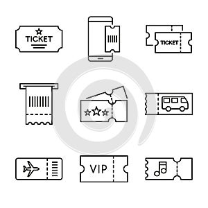 Vector set of admission tickets.