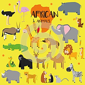 Vector set African animals.