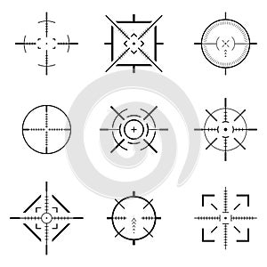 Vector set aim icons. Isolated target on white background