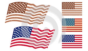 Vector set American flags