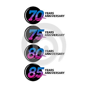 Vector set of anniversary number signs, symbols.years jubilee design elements collection