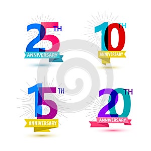 Vector set of anniversary numbers design. 25, 10