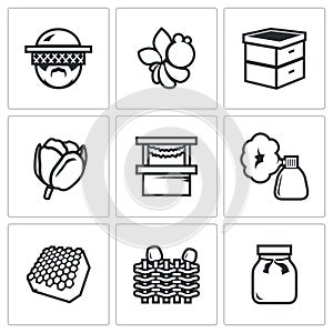 Vector Set of Apiary Icons.