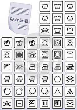 Vector set of apparel care instruction symbols.