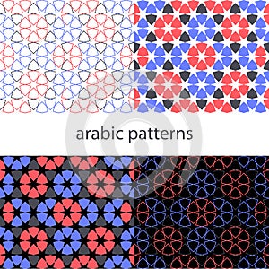 Vector set arabic Background with seamless pattern in islamic style Geometric Colorful, Wallpaper design