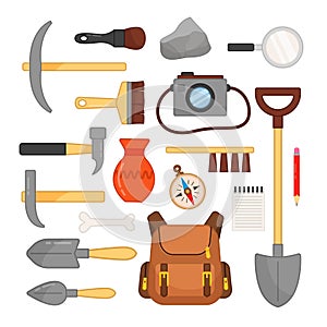 Vector set of archaeological tools.