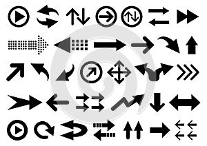Vector set of arrow shapes isolated on white