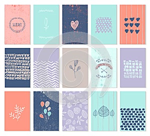 Vector set of art cards. Use for wedding
