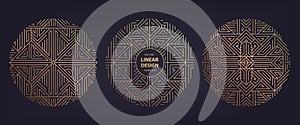 Vector set of art deco frames, adges, abstract geometric design templates for luxury products. Linear ornament