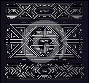 Vector set of art deco frames, adges, abstract geometric design templates for luxury products. Linear ornament