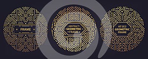 Vector set of art deco frames, edges, abstract geometric design templates for luxury products. Linear ornament