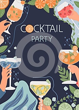 Vector set of assorted cocktails in flat design. Collection includes classic drinks in diverse glasses suitable for