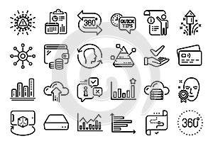 Vector set of Augmented reality, Efficacy and Pyramid chart line icons set. Vector