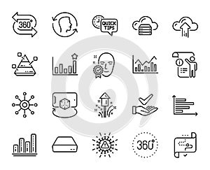 Vector set of Augmented reality, Efficacy and Pyramid chart line icons set. Vector